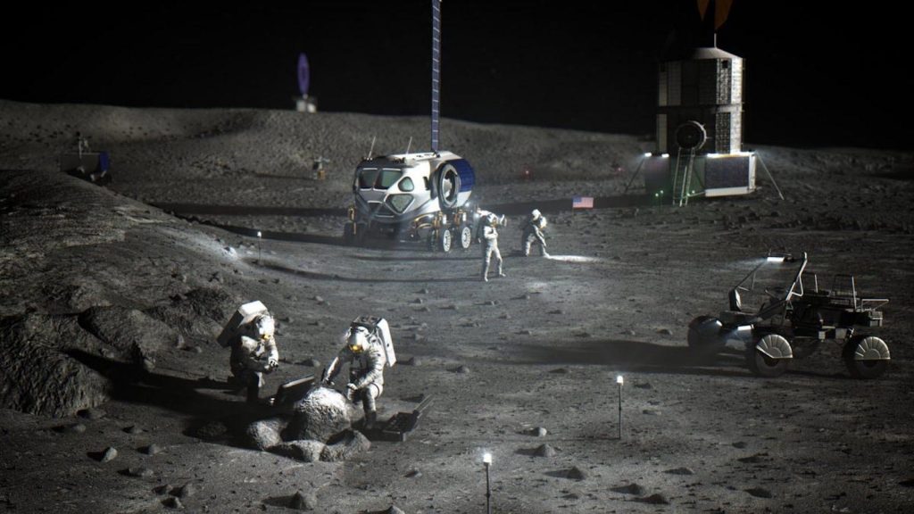 NASA astronauts at lunar South Pole